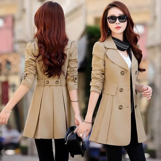 Women's Medium-Length Spring Autumn New Style Trench Jacket Korean Version For 30-40-50 Years Old Women's Clothing