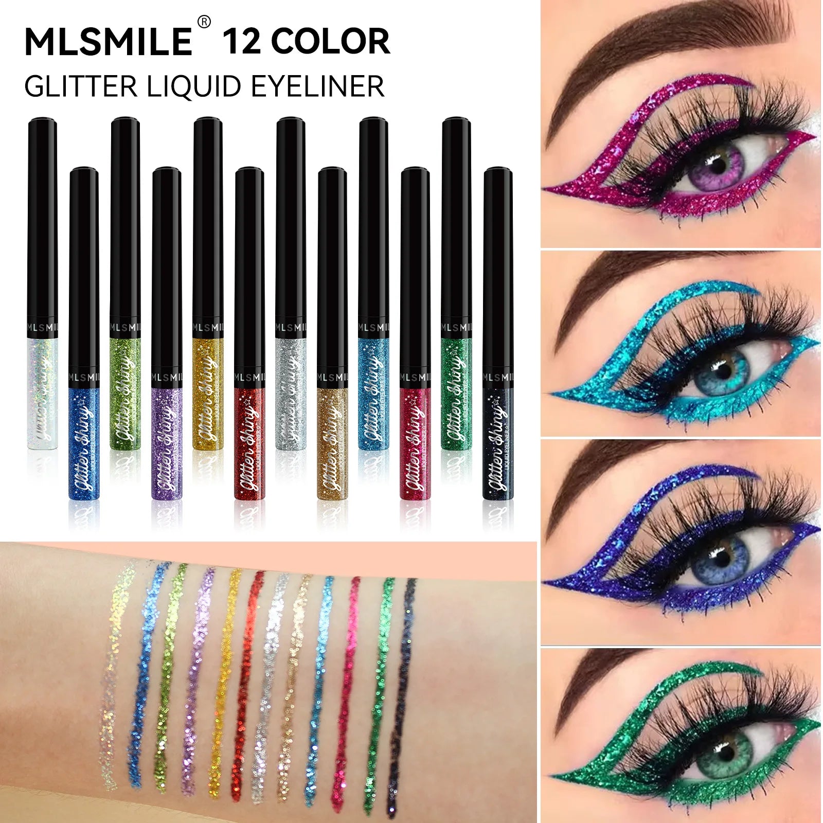 Colors Liquid Eyeliner Set Glitter Eye liner Pen Eye Makeup Quick Dry Eyeshadow Long lasting No Blooming Beauty Cosmetics