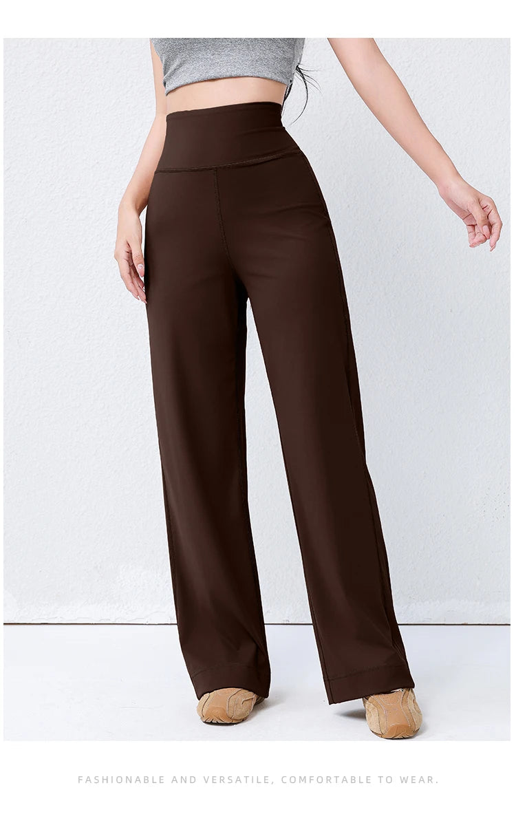 Women's High Waist Yoga Pants Loose Fit Straight Wide Leg Solid Color Spring Outdoor Wear Sports Fitness