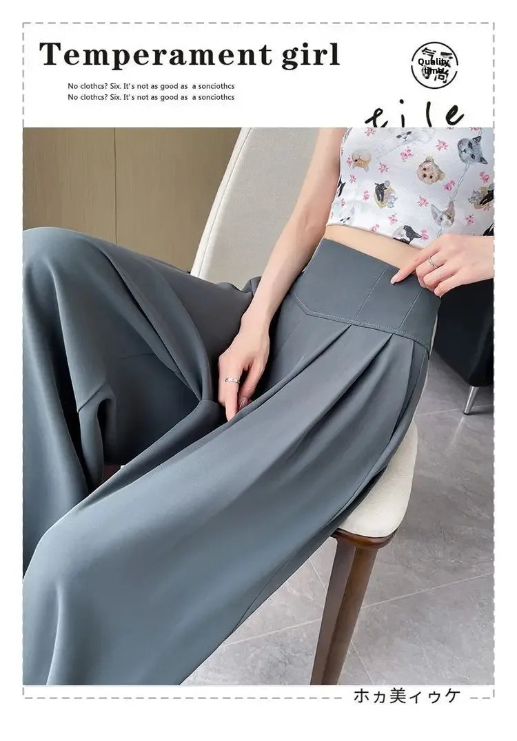 High Waist Wide Leg Straight Cut Casual Loose Long Pants Women's Suit Pants Spring Summer New Arrival Floor Length Trousers