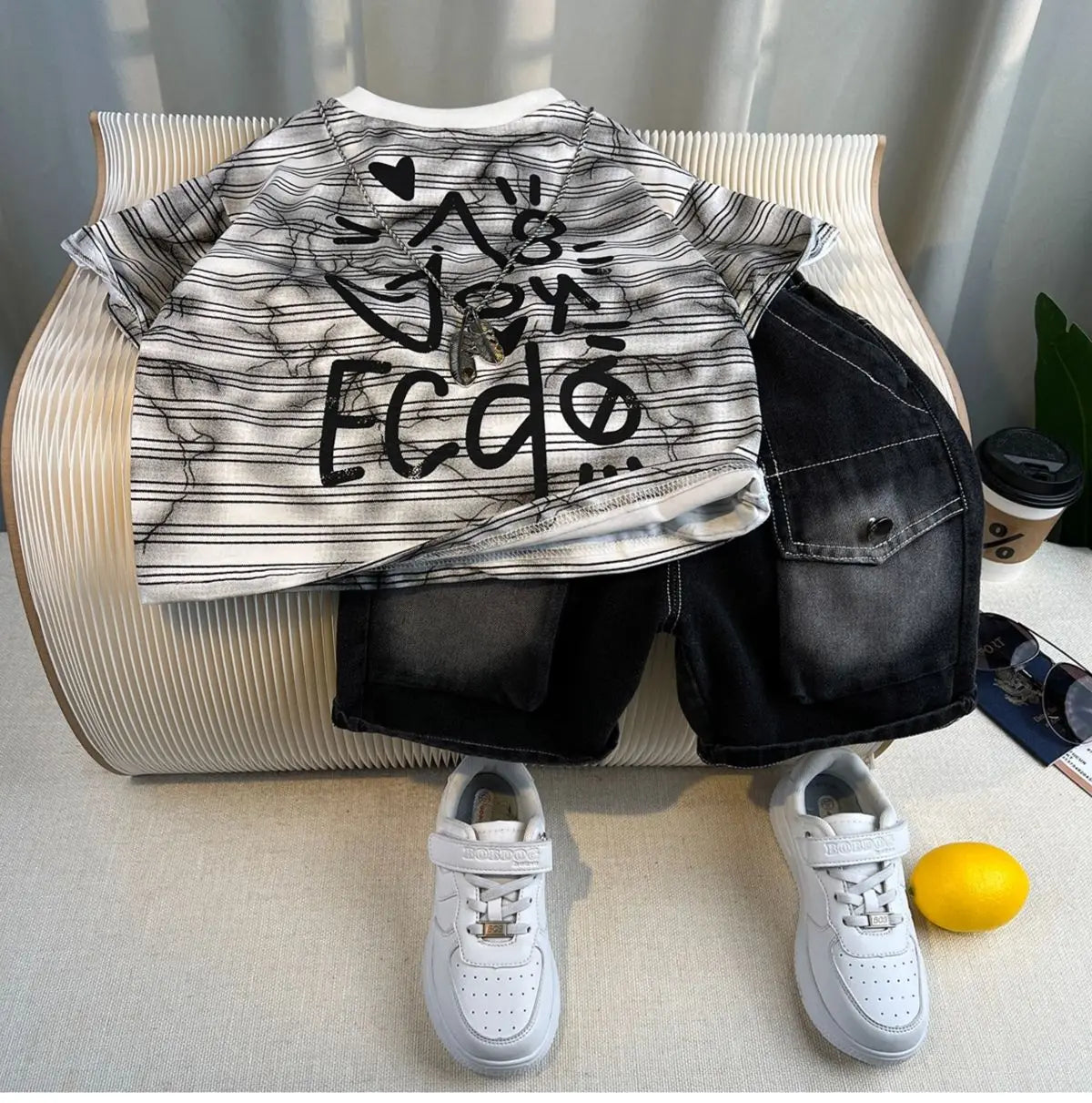 Hot Sale Fashion Baby Boy Suit Summer Clothes Short Sleeve T-shirt Short Jeans 2 Piece Set Kids Outfit  Children's Costume