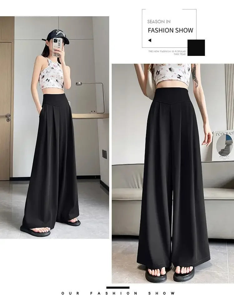 High Waist Wide Leg Straight Cut Casual Loose Long Pants Women's Suit Pants Spring Summer New Arrival Floor Length Trousers