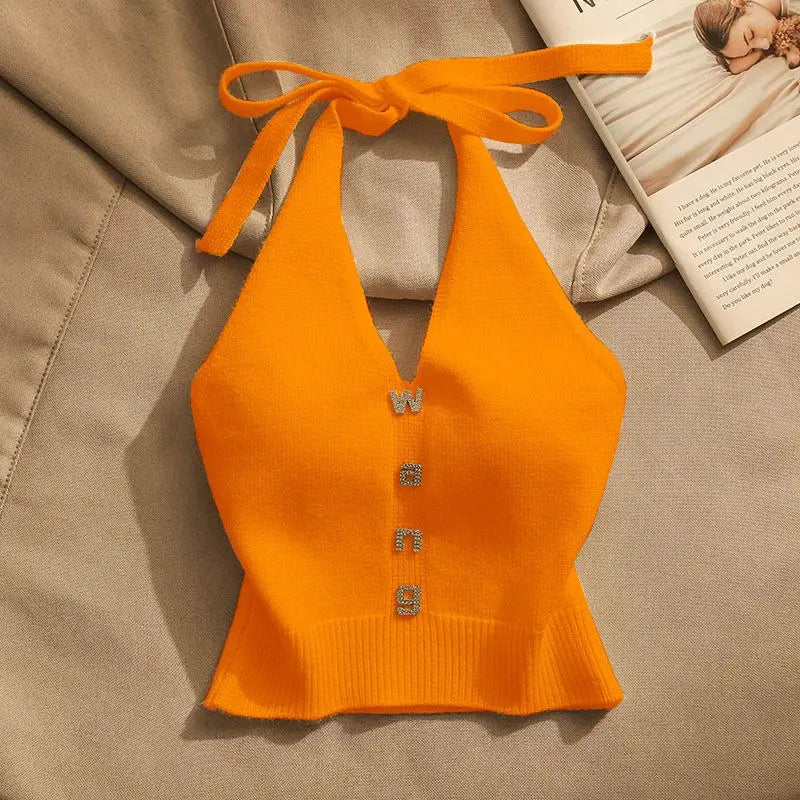 Slim Fit Knitted ter Top Women's Inner Wear Summer Sexy oulder Baring ort Svel irt Outerwear Trendy