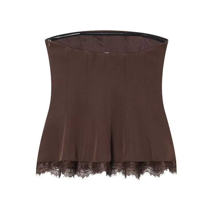 Women's Tops Fashion Lace Corset Tube Tops Summer Women Sexy Backless Top Female Chic Tops