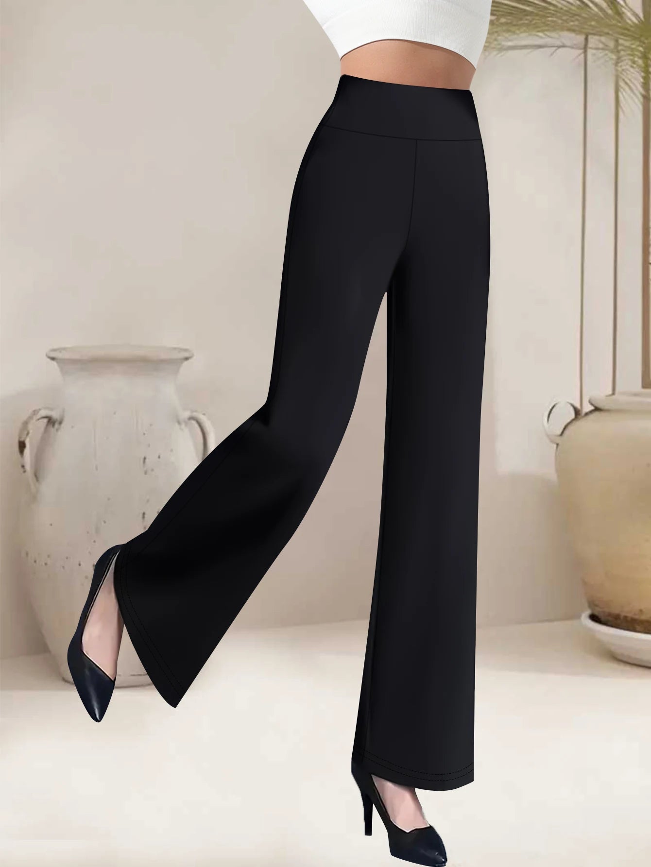 1 pair of high waisted straight leg pants - elegant pants for women, versatile for spring, summer, autumn, winter, office wear