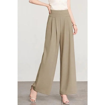 Women's Black High Waist Wide Leg Pants Pleated Loose Fit Formal Casual Trousers