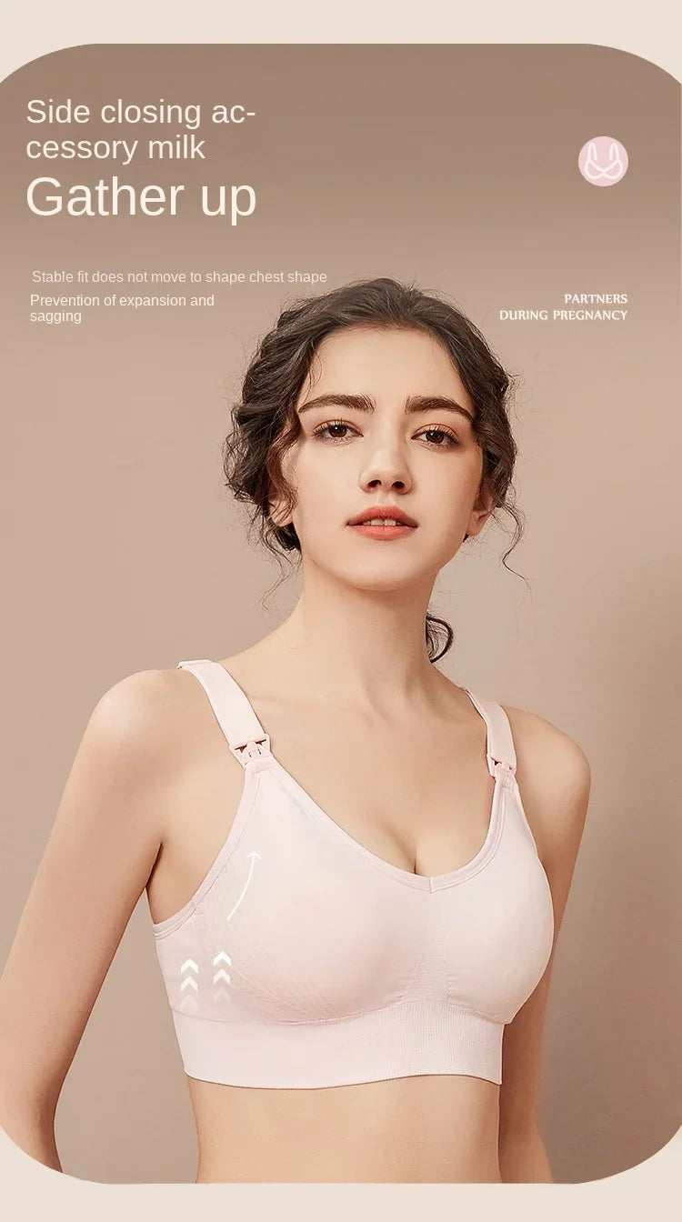 Wire-Free Nursing Bra for Pregnant Women with Large Bust Front Clip Maternity Full Cup Breathable Supportive Nursing Bras