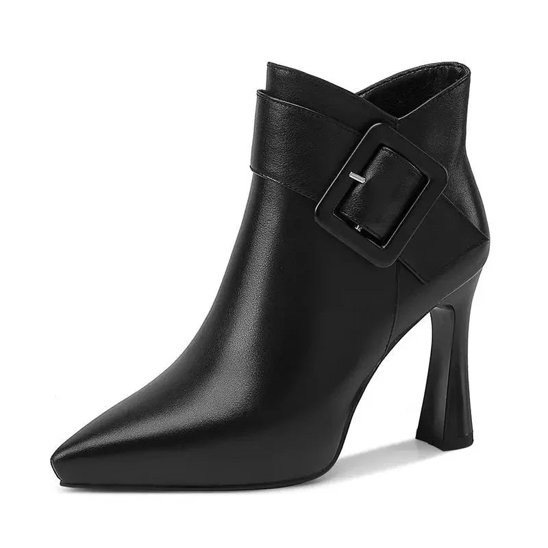 High heeled boots for women  autumn and winter new short boots women's belt buckle sexy boots