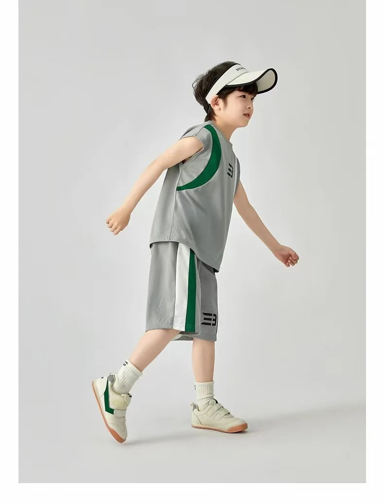 Boys Basketball Suit Summer Sportswear Comfortable Suit Vest Lightweight Shorts Children's Korean Version Handsome Two-piece Set