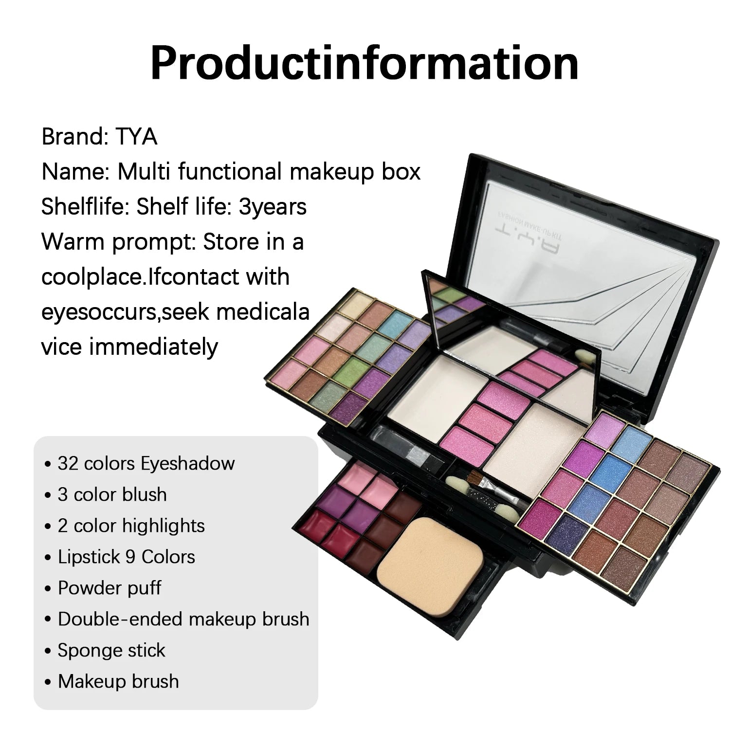 Makeup set 46 colors Pearl eye shadow Powder puff Powder blusher Lip gloss set combination T6145
