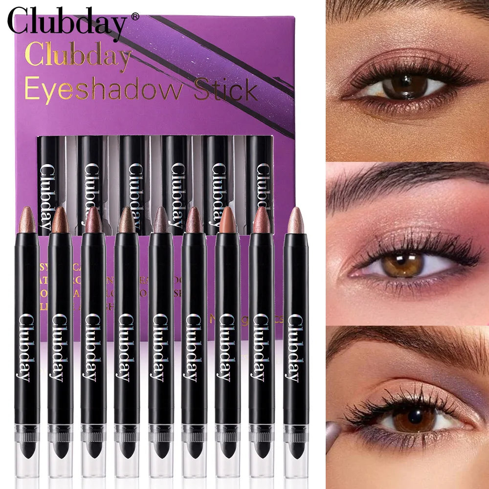 Eyeshadow Stick Set - Pearl Eye Brightening Pencil for Aegyosal Highlight, Smudge Proof Long Wear Makeup, Pur
