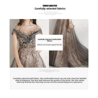 Banquet Evening Dress Dress Female 2025 New Style Temperament Company Annual Meeting Birthday Glitter Host Art Exam Tail Dress