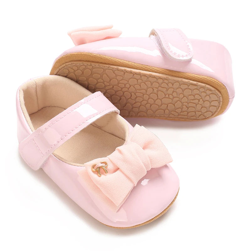 Spring and Autumn Bow Mary Jane Princess Shoes  Baby Girl Rubber Bottom Anti slip Sneaker