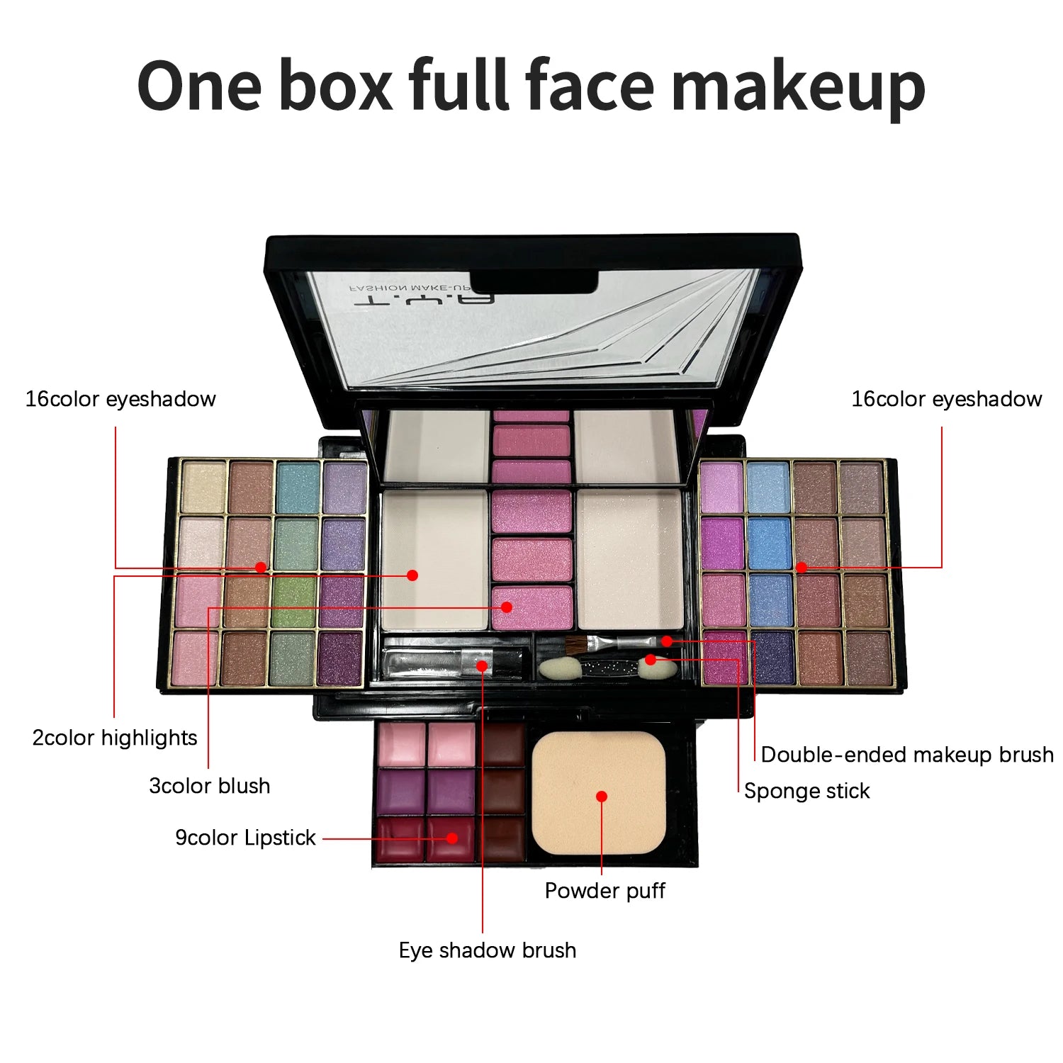 Makeup set 46 colors Pearl eye shadow Powder puff Powder blusher Lip gloss set combination T6145