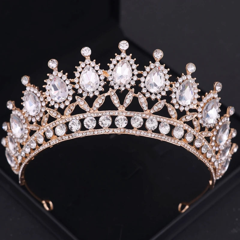 Gold Crystal Tiaras And Crowns Headband Rhinestone Prom Diadem Crown Bridal Wedding Hair Accessories Jewelry Crown Tiara Gift