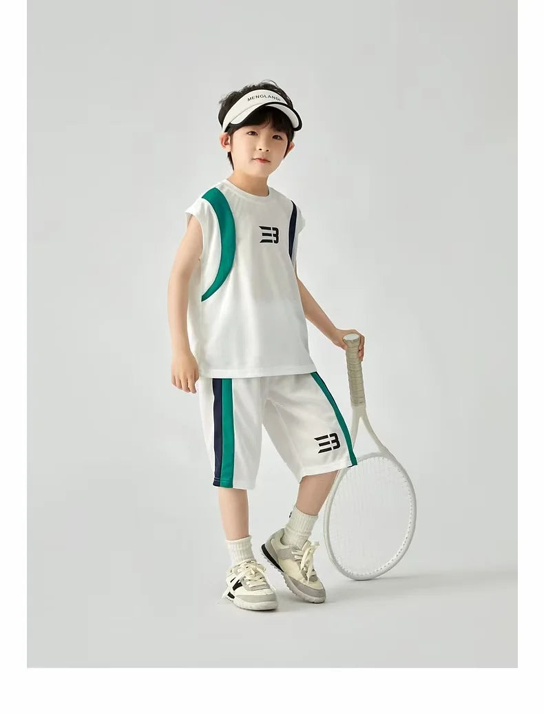 Boys Basketball Suit Summer Sportswear Comfortable Suit Vest Lightweight Shorts Children's Korean Version Handsome Two-piece Set
