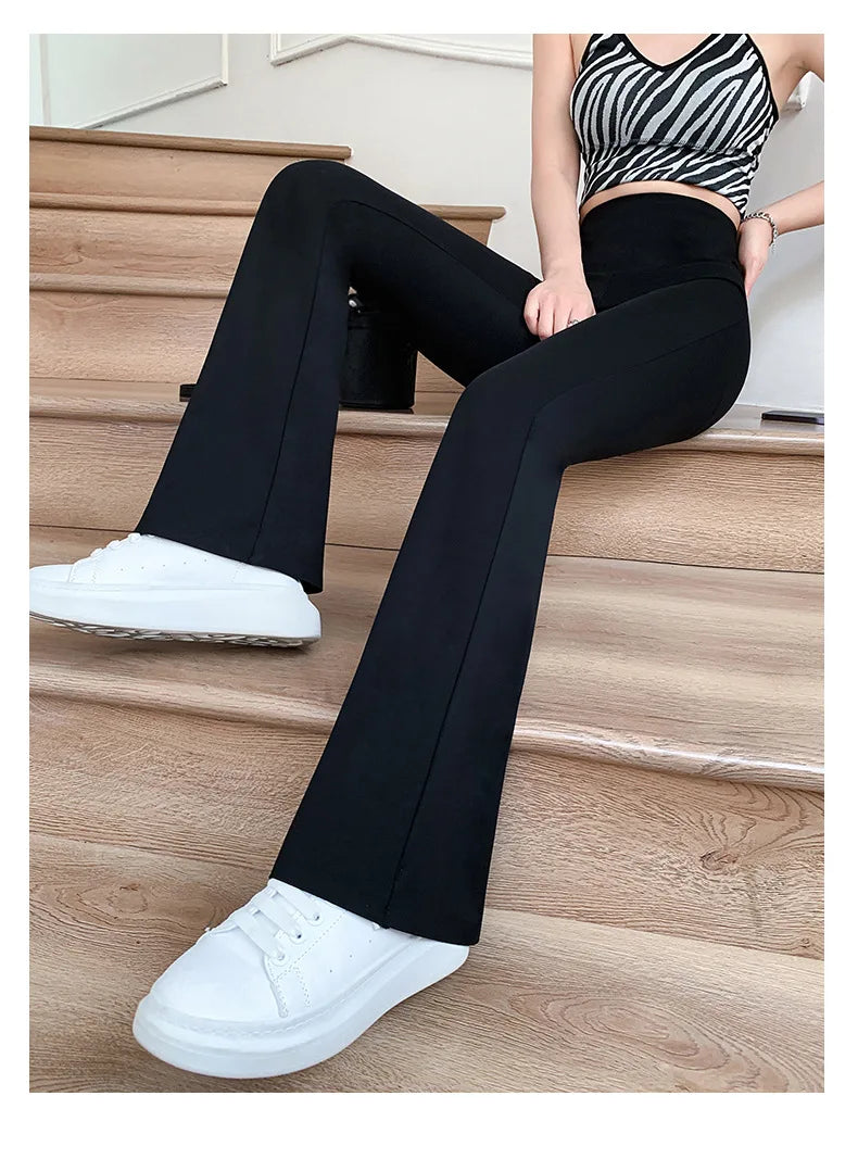 Women Flare Pants Slim High Waist Solid Sexy Shark Flare Pants Elastic Butt Lift Skinny Leggings Fashion Casual Streetwear
