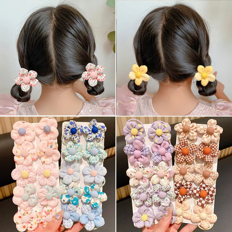 Baby Girl Cute Flower Hair Bands Kids Ponytail Holder Chilren Soft Scrunchies Elastic Rubber Girls