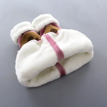 3Pcs Boys Suit Autumn And Winter Baby Girl Clothes Fleece Thickened Keep Warm Sets For Children Cute Bear Embroidery Clothing