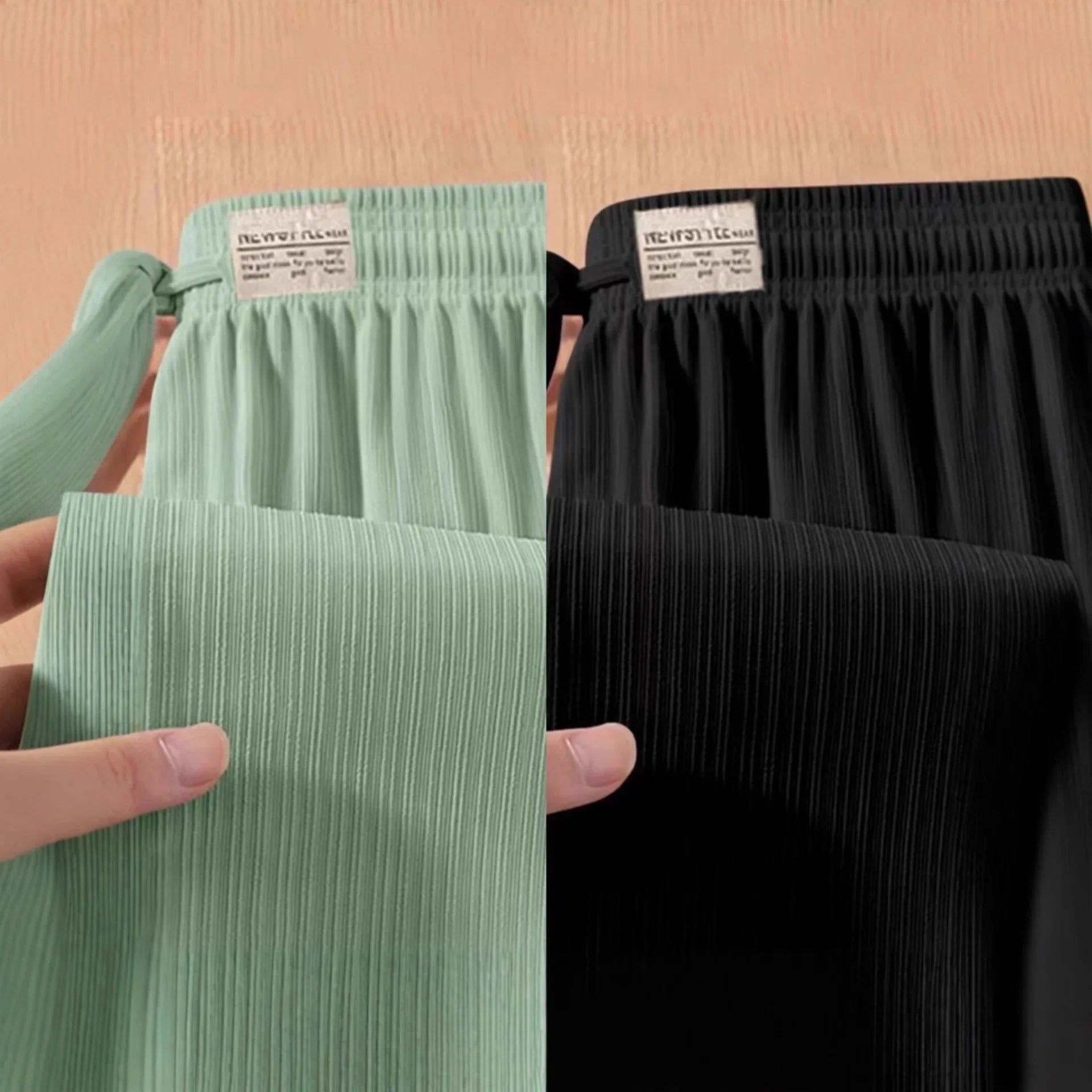 Women's Summer Loose Straight Leg Ice Silk Wide Leg Pants Thin Breathable Slimming Long Trousers Casual Loose Fit plus Size