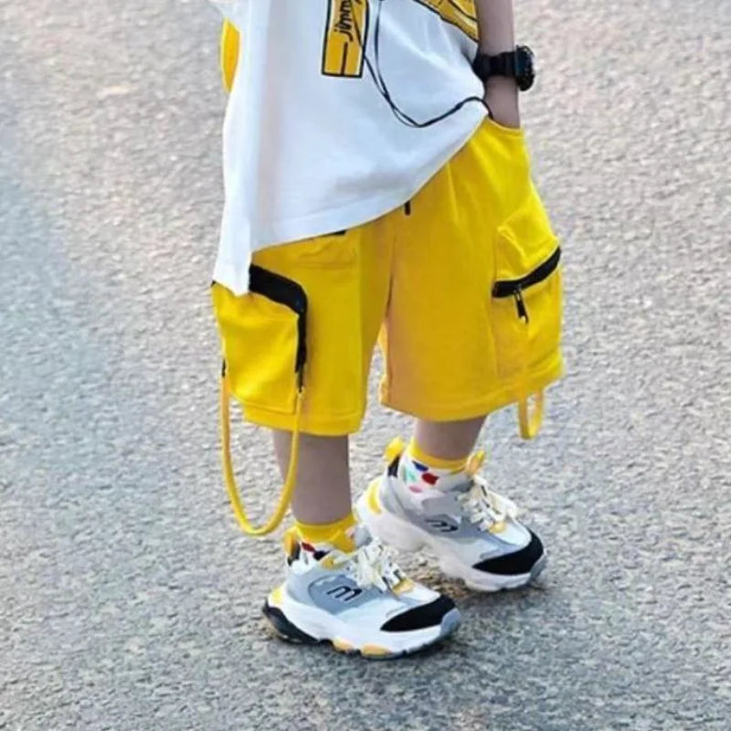 Korean Kids Outfit  Boys Summer Sports Set Outdoor Clothes for Children Pure Cotton Sleeveless T-shirt Shorts Two-piece Set