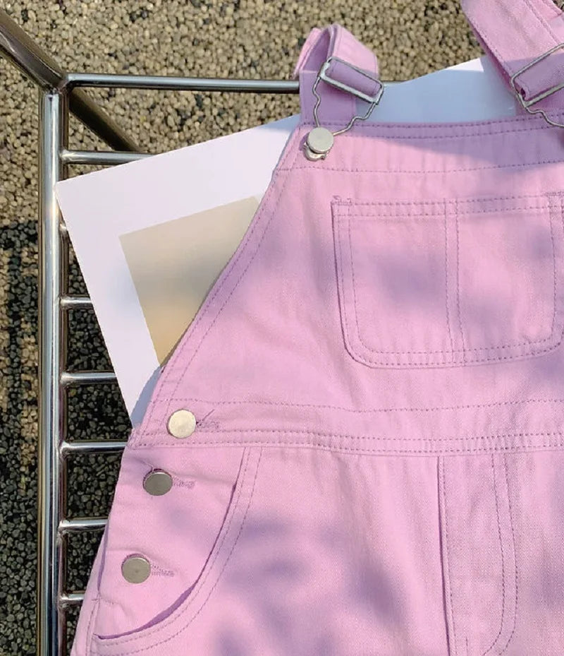 Baby Girl Denim Overalls Pant Pocket Fly Sleeve Shirt Toddler Teen Child Suspender Trousers Kid Dungaree Baby Clothes 3-14Y