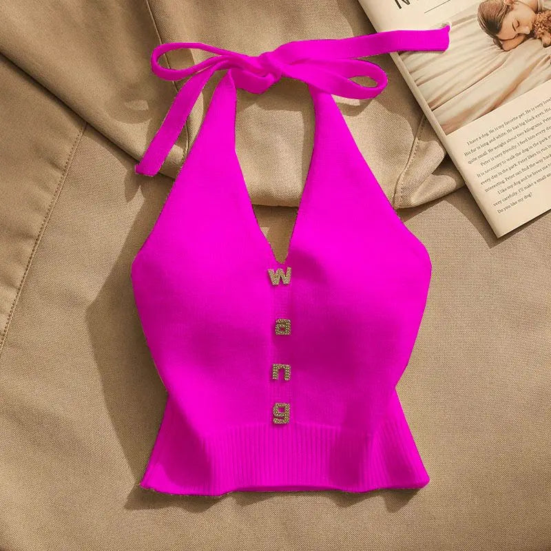 Slim Fit Knitted ter Top Women's Inner Wear Summer Sexy oulder Baring ort Svel irt Outerwear Trendy