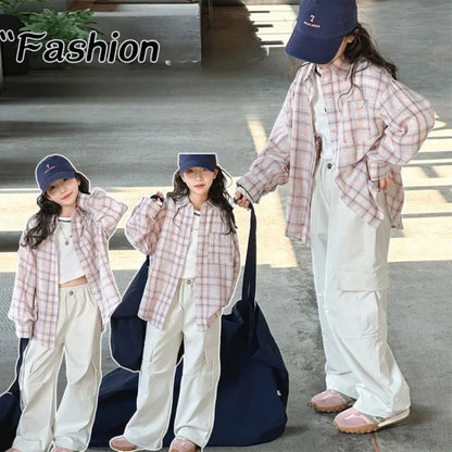 Girl's Shirt Spring and Autumn 2025 New Children's Spring Clothing Top, Stylish Thin Children's Plaid Shirt