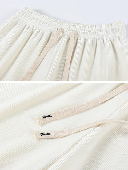 Women Wide Leg Corduroy Pants Autumn Winter Women Basic Elastic Waist Stright Long Pants Casual Female Long Pants Trousers