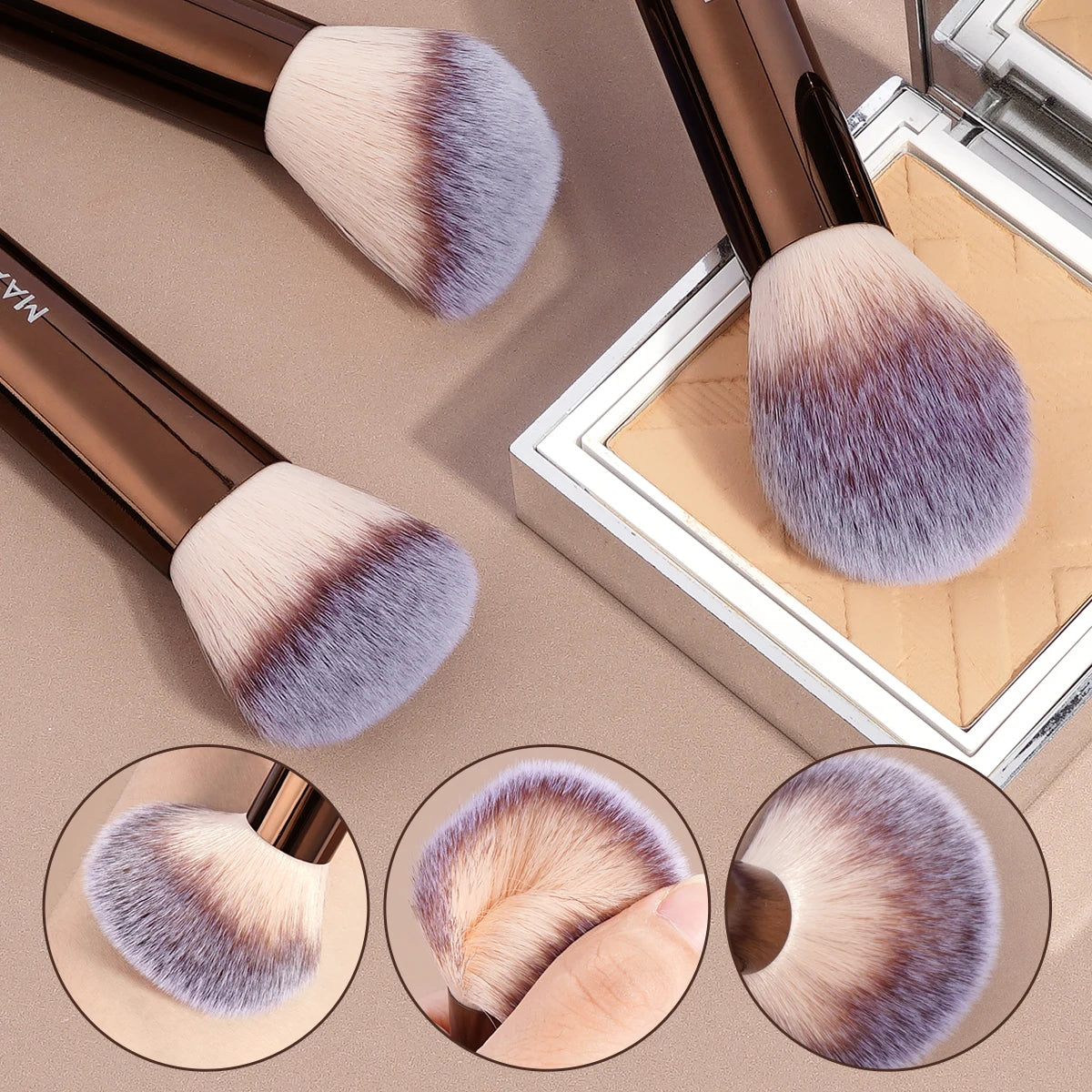MAANGE 13pcs Premium Synthetic Hairs Makeup Brushes Soft Gentle for Foundation Eyeshadow Powder with 2pcs Air Cushion Puffs Kit