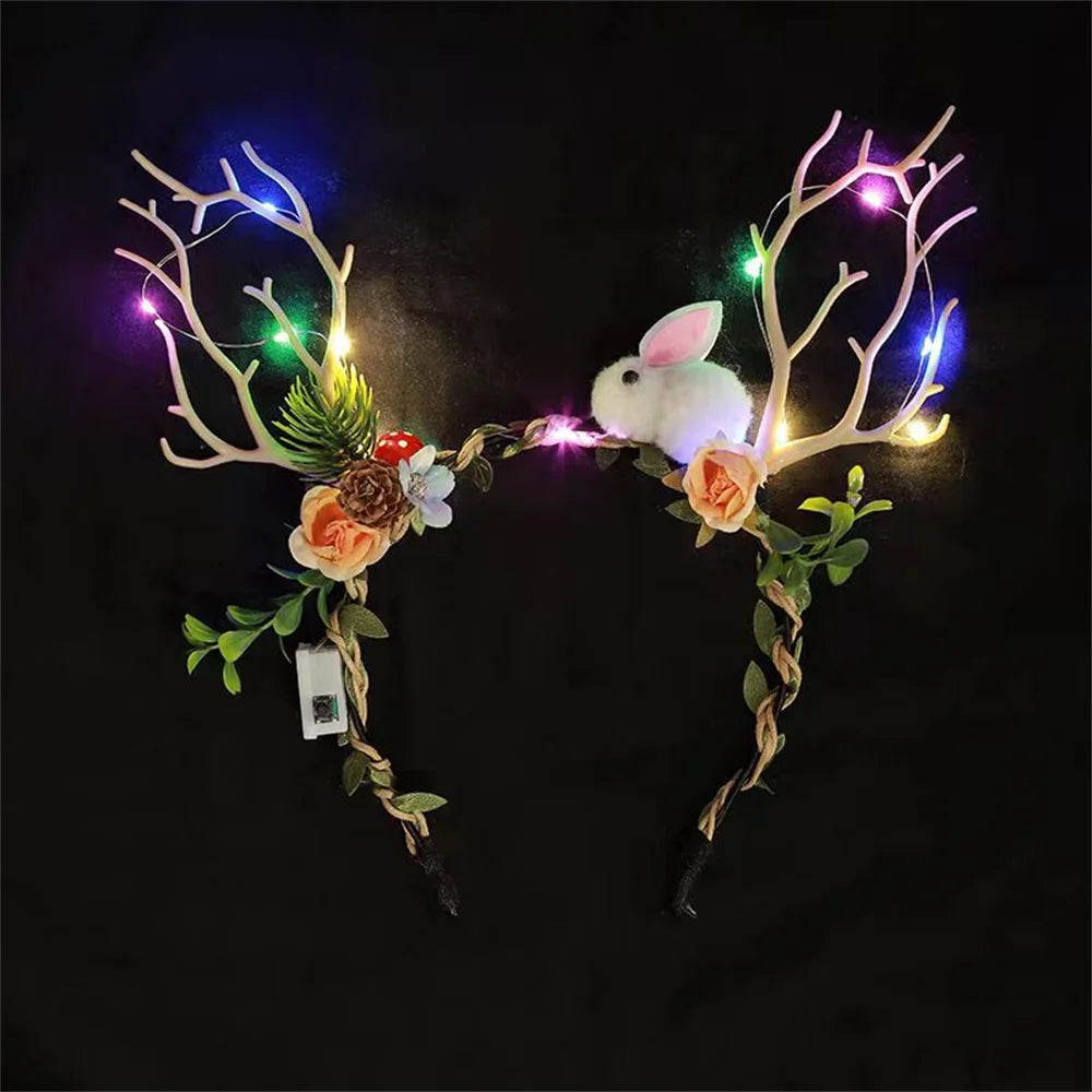 Christmas LED Light Antler Headband Cute  Christmas Party Atmosphere Decoration