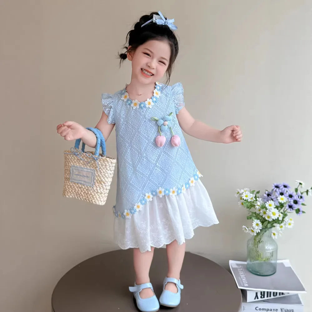 New Children's Fly-sleeved Skirt Summer Dress Girls Princess Dress Girls Vest Skirt