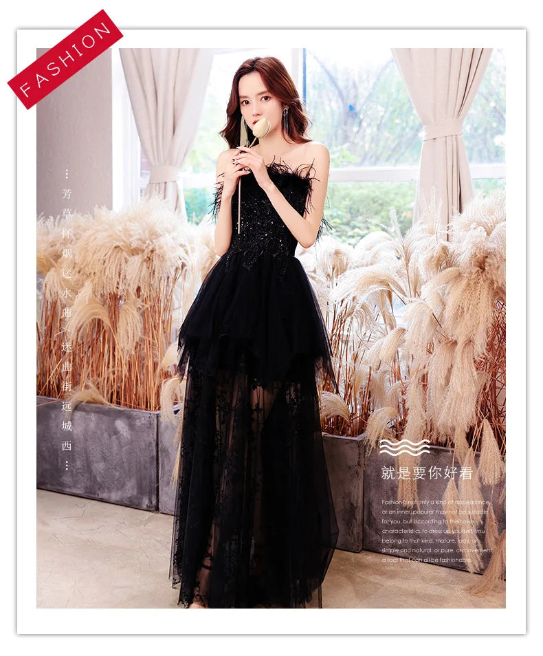2025 Singing host Party Dresses Woman White Black Dresses for Women Evening Festive Special Occasions Luxurious Gala Dress