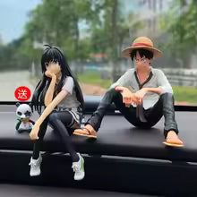Car Interior Dashboard Ornaments Cartoon Anime ONE PIECE Luffy Yukino Set Action Figure Model Balloon Decor Auto Accessories