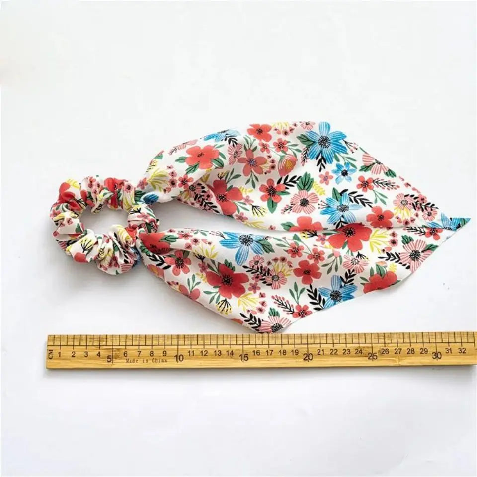 Women's Hair Accessories Girl Lady Elastic Headband Scrunchies With Ribbon Floral Design Trend Bandana Band Headbands Fashion