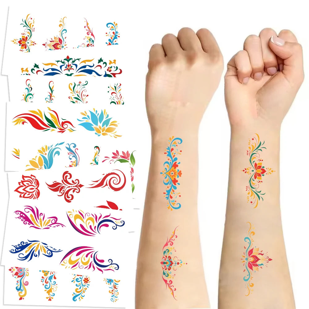 10 sheets Dunhuang eyebrow tattoo stickers ancient style Hanfu waterproof performance face forehead printed tattoo stickers