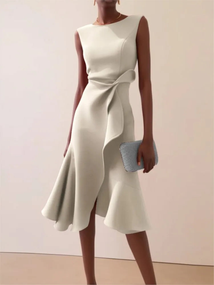 Elegant Women's Evening Dress Autumn Winter Temperament Fashionable Clothing Sleeveless High Waist Personalized Long Dresses