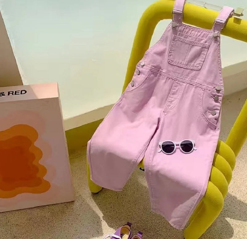 Baby Girl Denim Overalls Pant Pocket Fly Sleeve Shirt Toddler Teen Child Suspender Trousers Kid Dungaree Baby Clothes 3-14Y