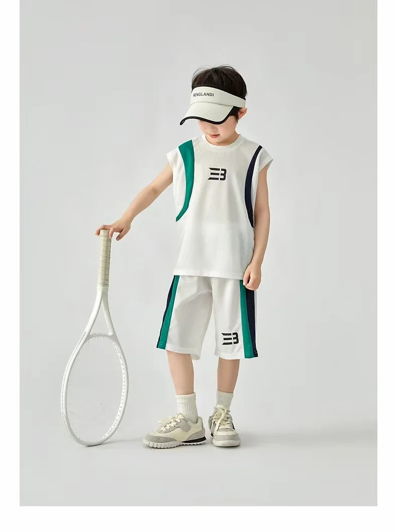 Boys Basketball Suit Summer Sportswear Comfortable Suit Vest Lightweight Shorts Children's Korean Version Handsome Two-piece Set