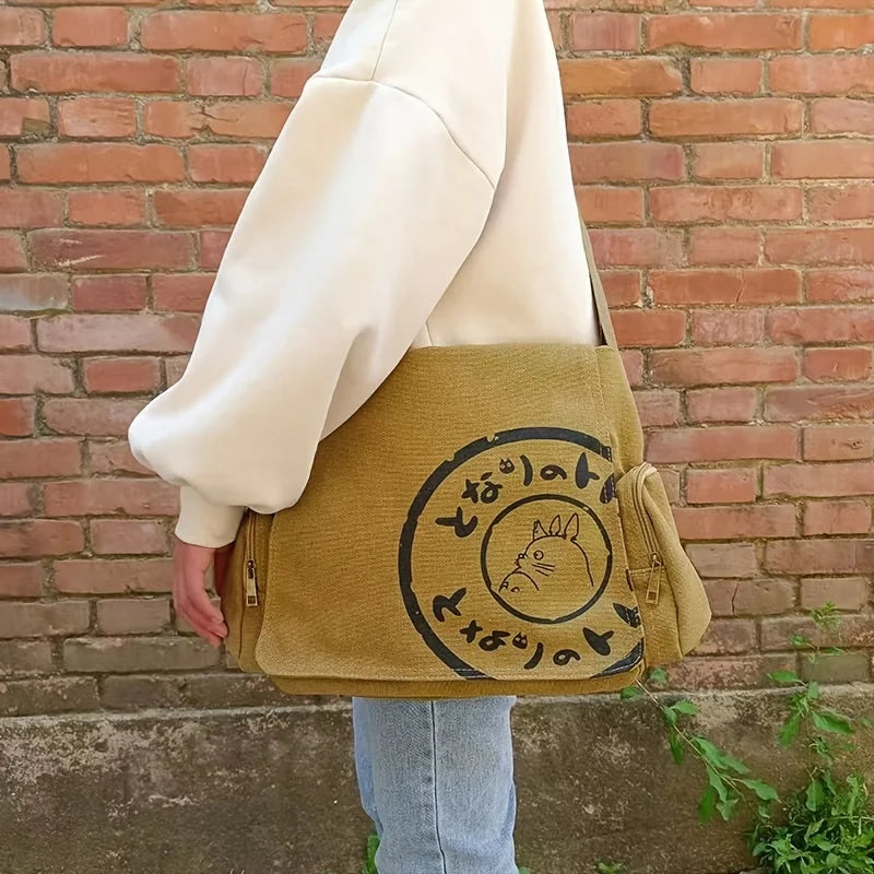 Women's Canvas Shoulder Bag Large Capacity Crossbody Bag Cartoon Messenger Tote Bag Bags Bags