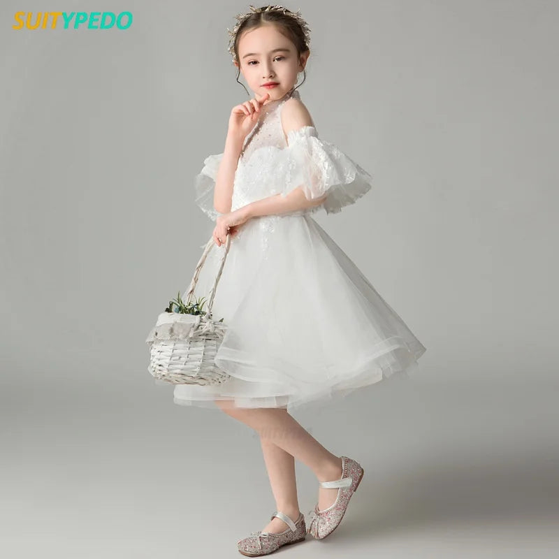 Latest Prom Dresses For Girls Luxury Halter Flower Girls Dress For Wedding Birthday Party  Pagent Gown For Formal Occasions