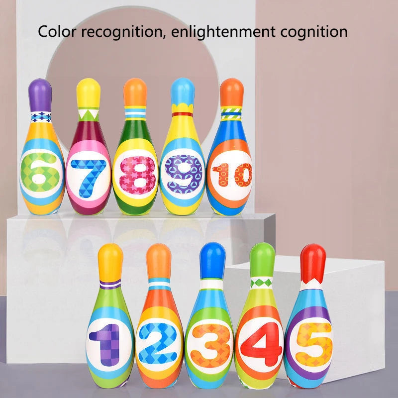Child Bowling Toys Sets Toddlers Fun Educational Games Safe Soft PU Cotton Bowling Pins And Balls Kids Outdoor Indoor Sports