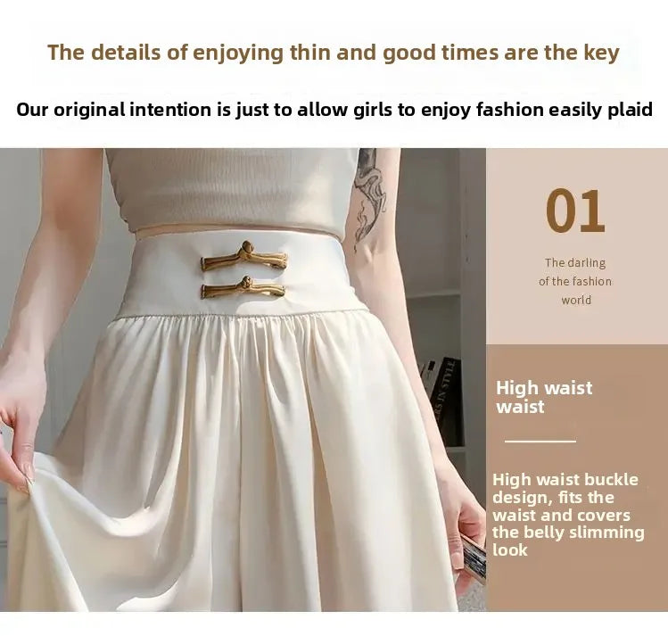 High Waist Drapey Wide Leg Casual Pants Women's Spring Summer New Chinese Design Long Trousers Southeast Asian National Style Bu