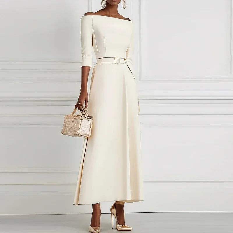 Elegant Party Dresses For Women Off Shoulder Half Sleeve High Waisted
