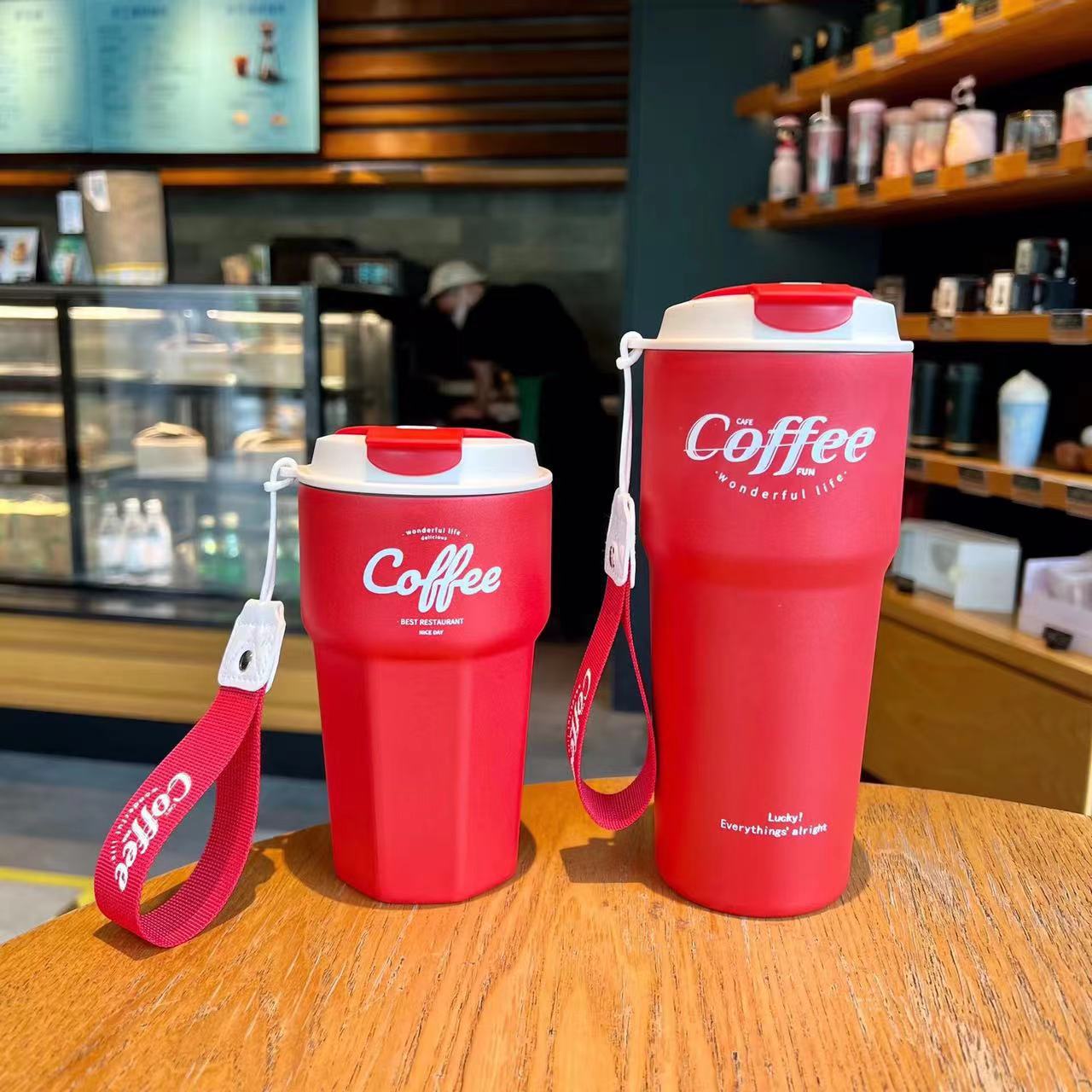 Portable Double Stainless Steel Coffee Mug Leak-Proof Thermos Travel Thermal Vacuum Flask Car Insulated Water Bottle 420ml/620ml (Available)