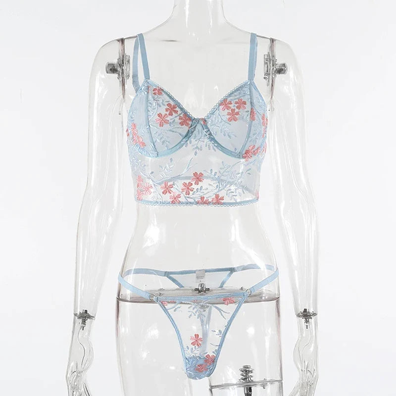 2 Pieces Sexy Lingerie Set Women Floral Bra Set Erotic Lingerie Set Female Sexy Lace Underwear Set Brief Sets