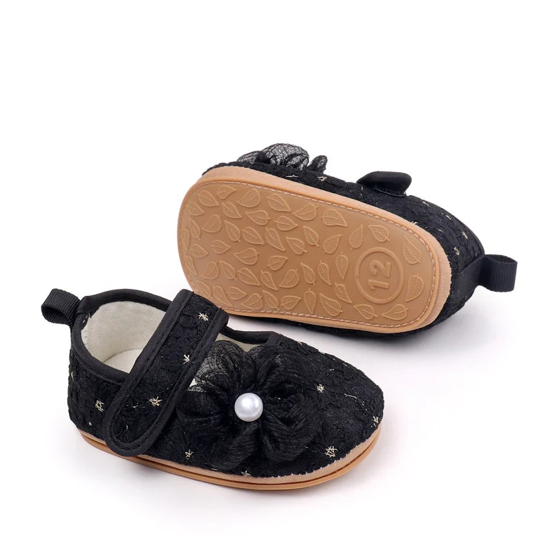 Baby Girls Princess First Walking Toddler Shoes With High Quality Embroidery Design And TPR Sole For 0-18M Baby