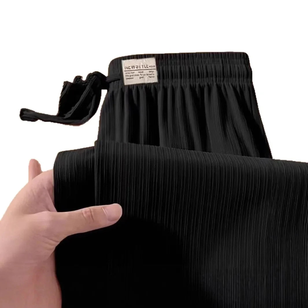 Women's Summer Loose Straight Leg Ice Silk Wide Leg Pants Thin Breathable Slimming Long Trousers Casual Loose Fit plus Size