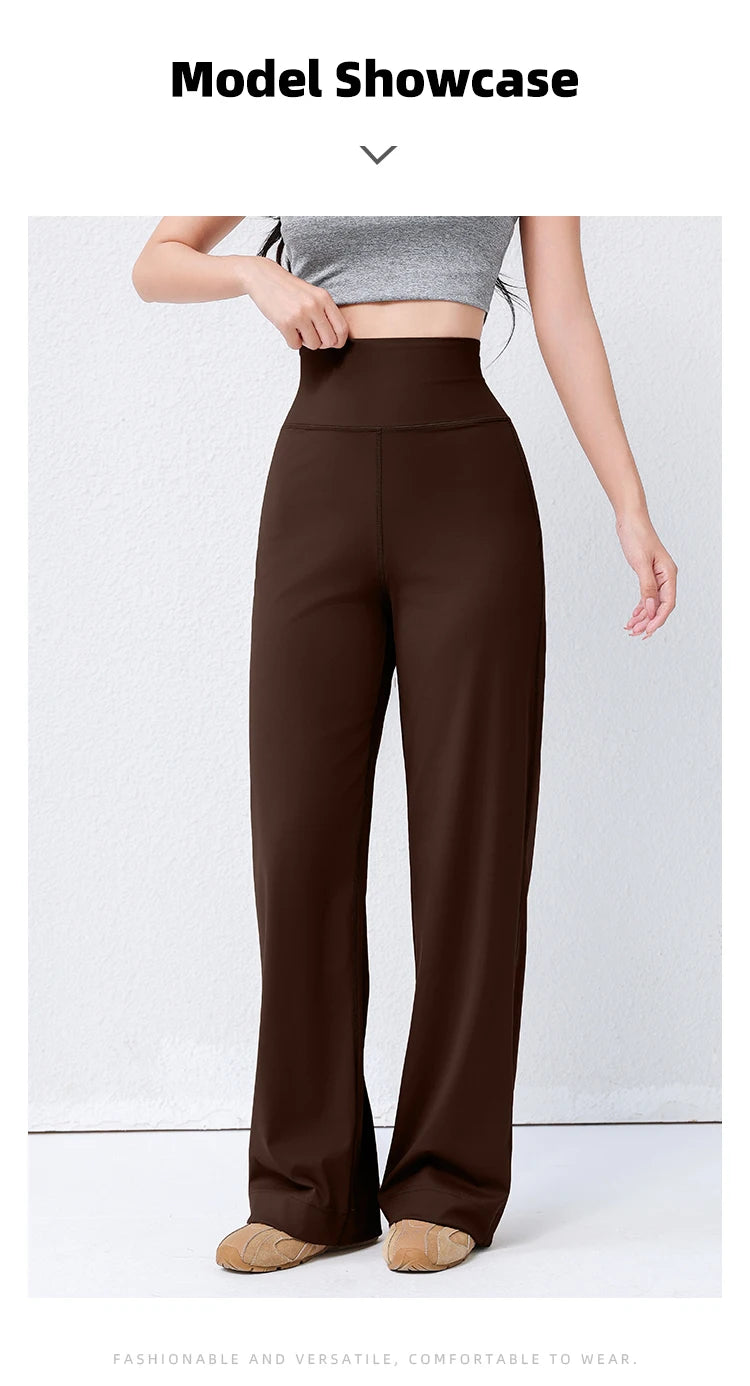 Women's High Waist Yoga Pants Loose Fit Straight Wide Leg Solid Color Spring Outdoor Wear Sports Fitness