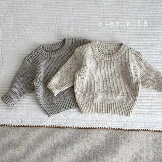 New Autumn Girls Sweater Kids Sweaters Chunky Knit Brief Spring Winter Sweaters Long Sleeve Boys Pullover Warm Knit Baby Clothes